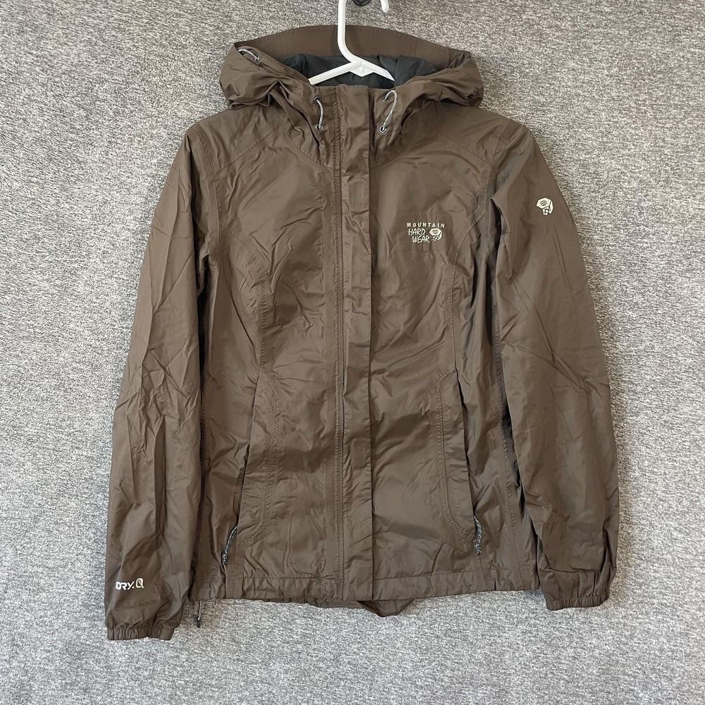 Mountain Hardwear Jacket Womens XS Brown Dry.Q Hooded Waterproof Windbreaker
